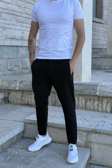 ONE COLOR SMALL LOGO MEN SWEATPANTS BLACK/ E ZEZE - 2