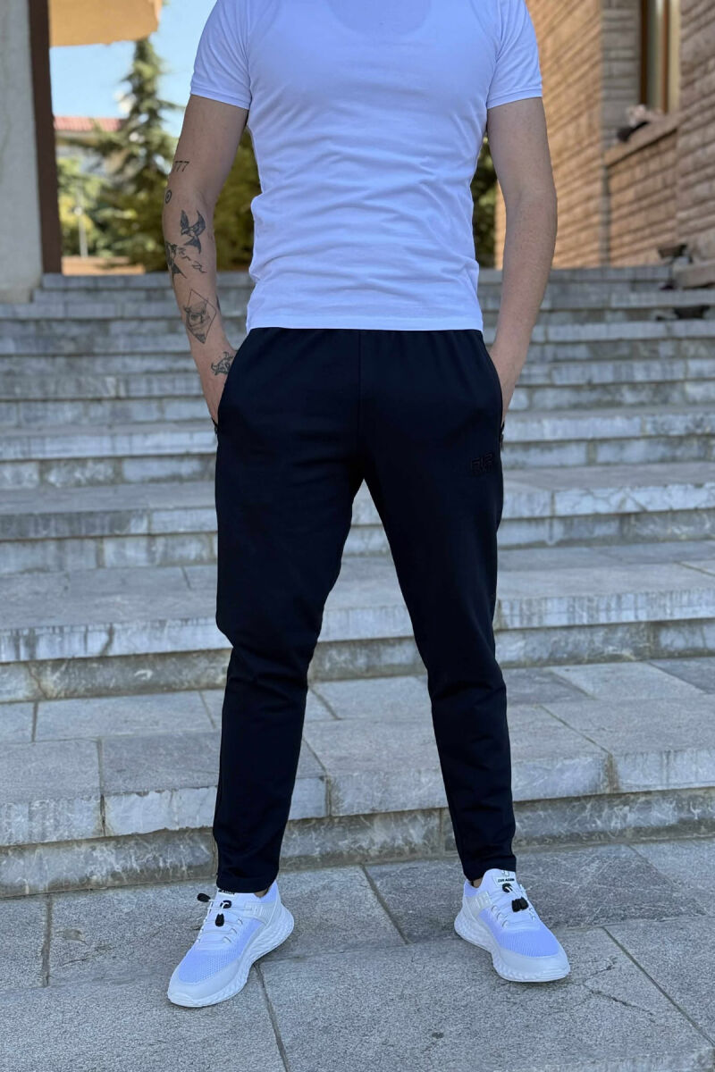 ONE COLOR SMALL LOGO MEN SWEATPANTS DARK BLUE/BEE - 2