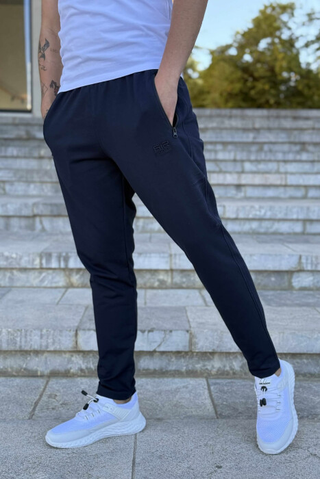 ONE COLOR SMALL LOGO MEN SWEATPANTS DARK BLUE/BEE - 3
