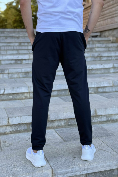 ONE COLOR SMALL LOGO MEN SWEATPANTS DARK BLUE/BEE - 4