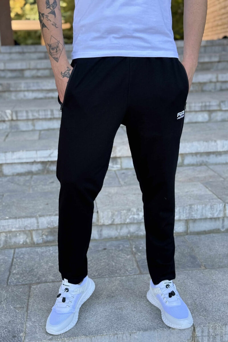 ONE COLOR SMALL LOGO MEN SWEATPANTS MIDNIGHT BLACK/ E ZEZE MESNATE - 1