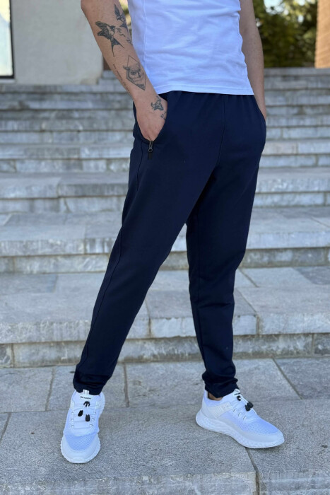 ONE COLOR SMALL LOGO MEN SWEATPANTS MIDNIGHT BLUE/BLU MESNATE - 4