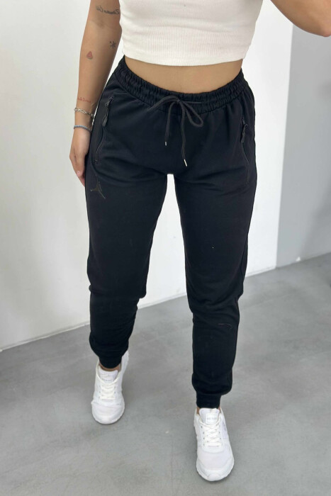 ONE COLOR SMALL LOGO WOMEN SWEATPANTS BLACK/ E ZEZE - 2