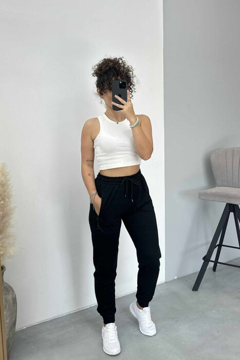 ONE COLOR SMALL LOGO WOMEN SWEATPANTS BLACK/ E ZEZE 