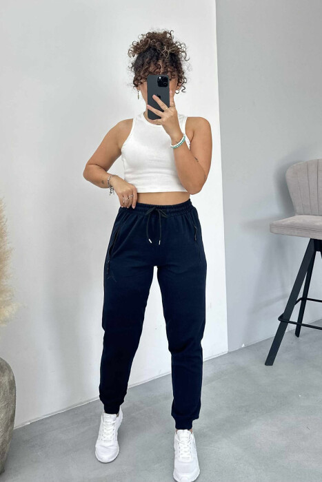 ONE COLOR SMALL LOGO WOMEN SWEATPANTS DARK BLUE/BEE - 3