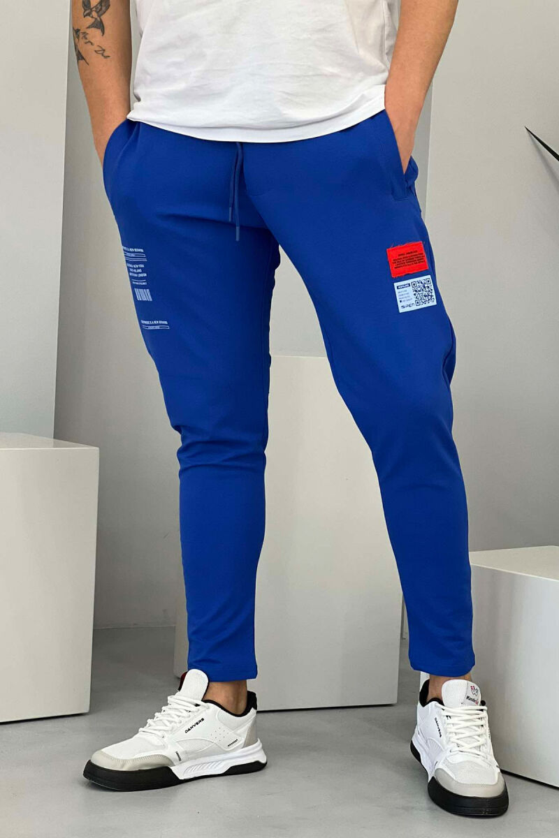 ONE COLOR SMALL WRITTINGS MEN SWEATPANTS BLUE/BLU - 1