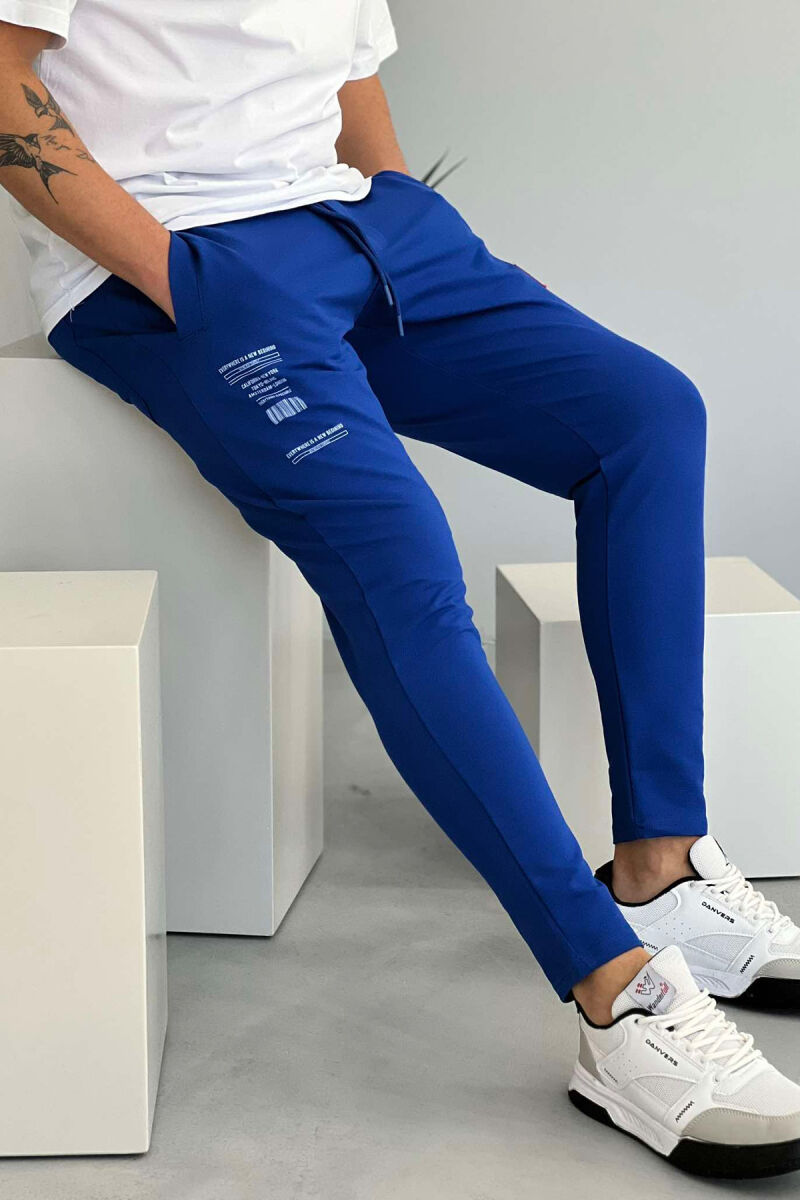 ONE COLOR SMALL WRITTINGS MEN SWEATPANTS BLUE/BLU - 5