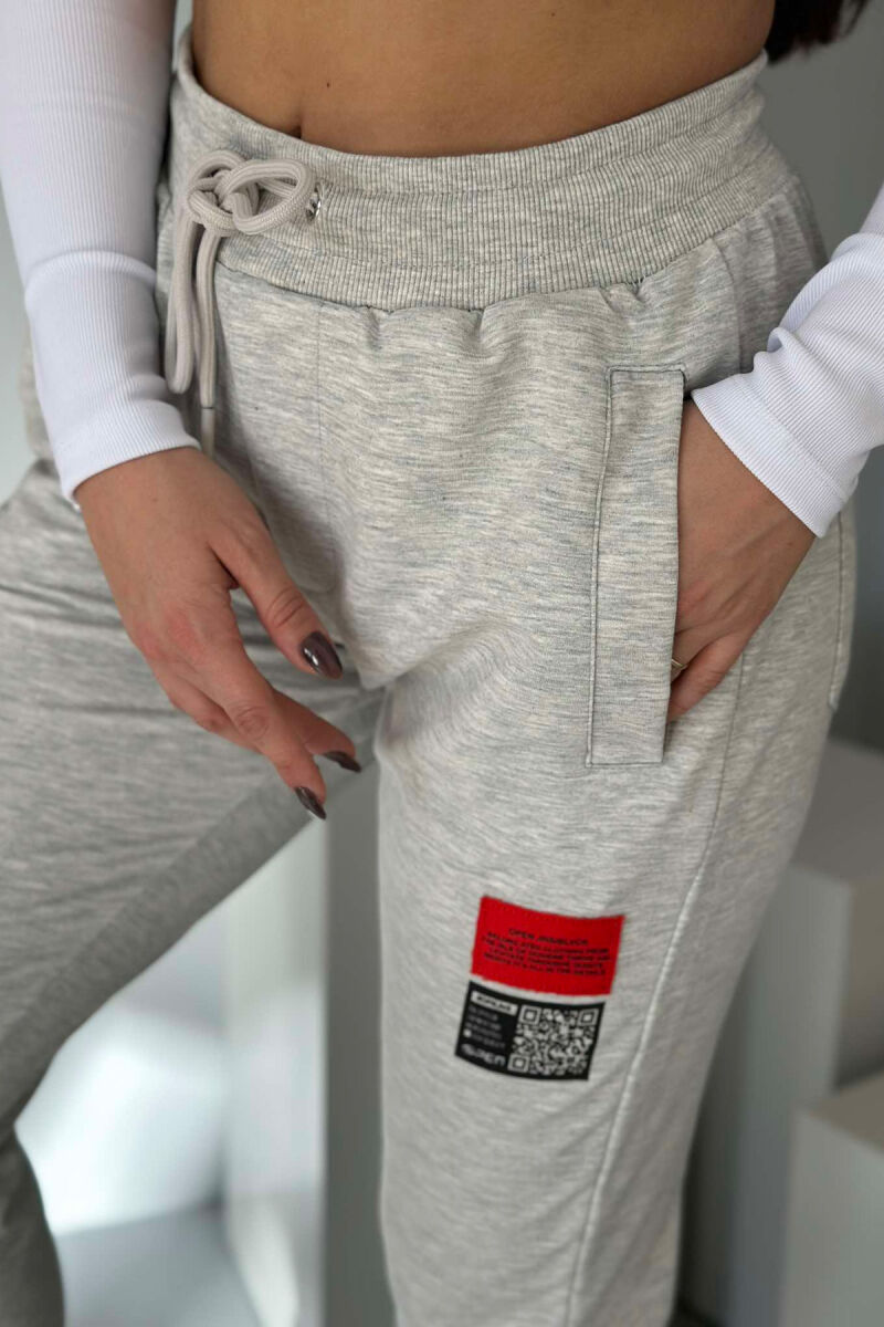 ONE COLOR SMALL WRITTINGS WOMAN SWEATPANTS GREY/GRI - 3