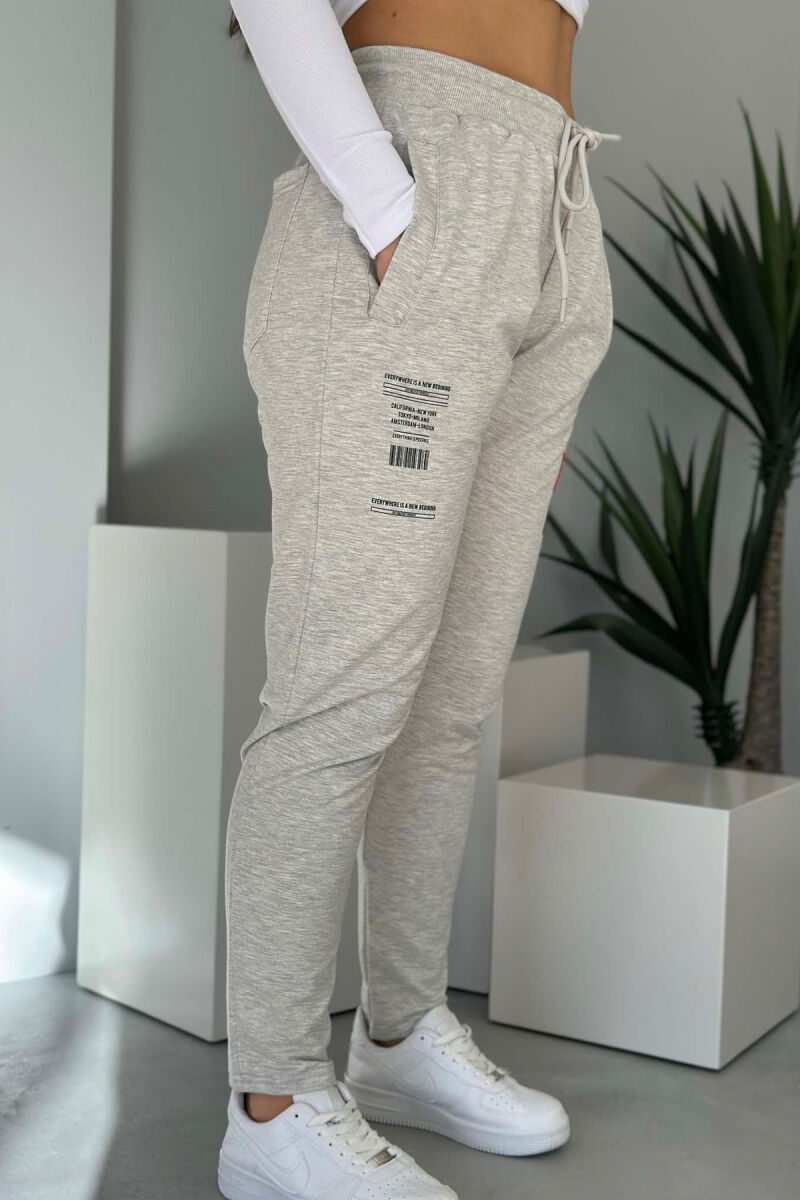 ONE COLOR SMALL WRITTINGS WOMAN SWEATPANTS GREY/GRI - 5