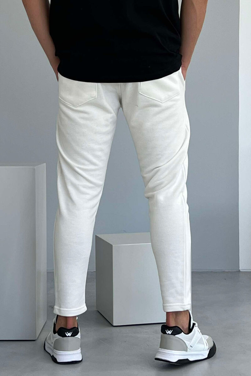 ONE COLOR SMALL WRITTINGS MEN SWEATPANTS WHITE-E BARDHE - 5