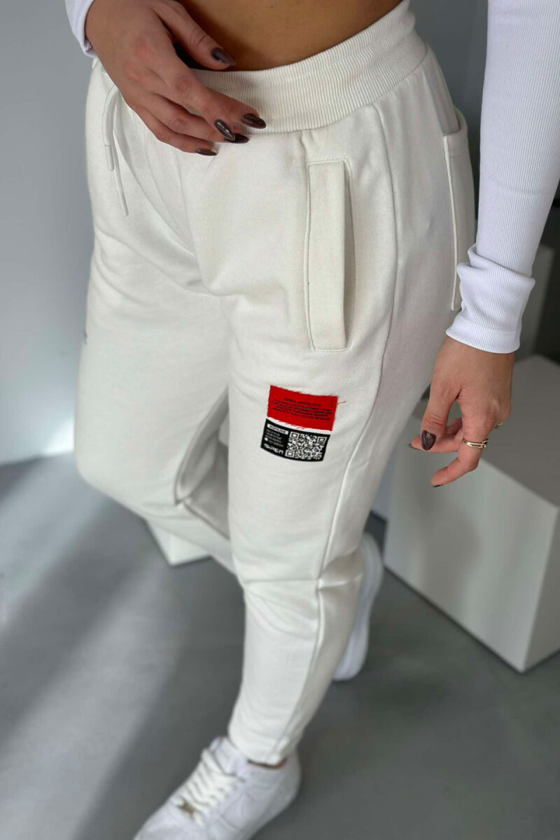 ONE COLOR SMALL WRITTINGS WOMAN SWEATPANTS WHITE-E BARDHE - 4