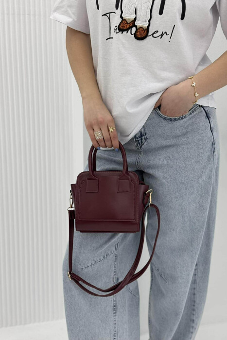 ONE COLOR SMALL ZIPPER WOMEN BAG BURGUNDY/VISHNJE 
