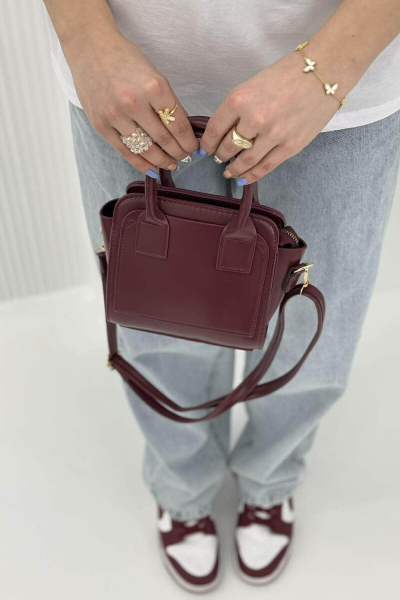 ONE COLOR SMALL ZIPPER WOMEN BAG BURGUNDY/VISHNJE - 3