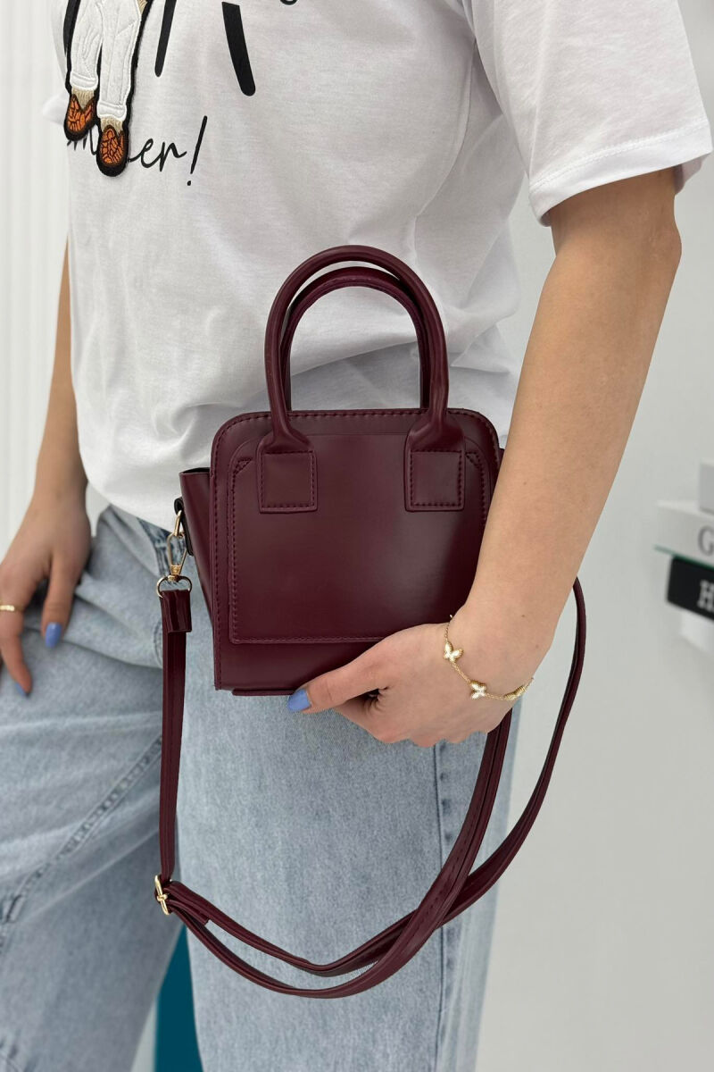 ONE COLOR SMALL ZIPPER WOMEN BAG BURGUNDY/VISHNJE - 4