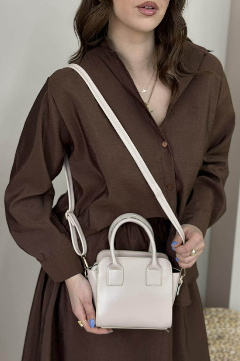 ONE COLOR SMALL ZIPPER WOMEN BAG CREAM/KREM - 2