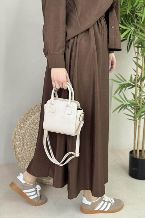 ONE COLOR SMALL ZIPPER WOMEN BAG CREAM/KREM - 4