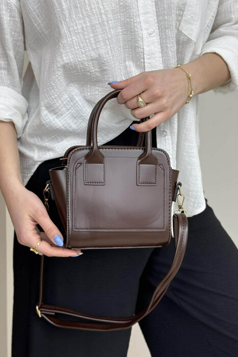 ONE COLOR SMALL ZIPPER WOMEN BAG DARK BROWN/KAE 