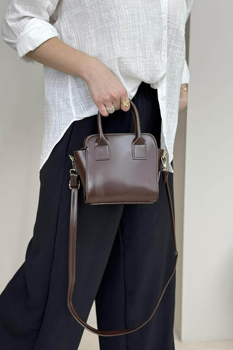 ONE COLOR SMALL ZIPPER WOMEN BAG DARK BROWN/KAE - 2