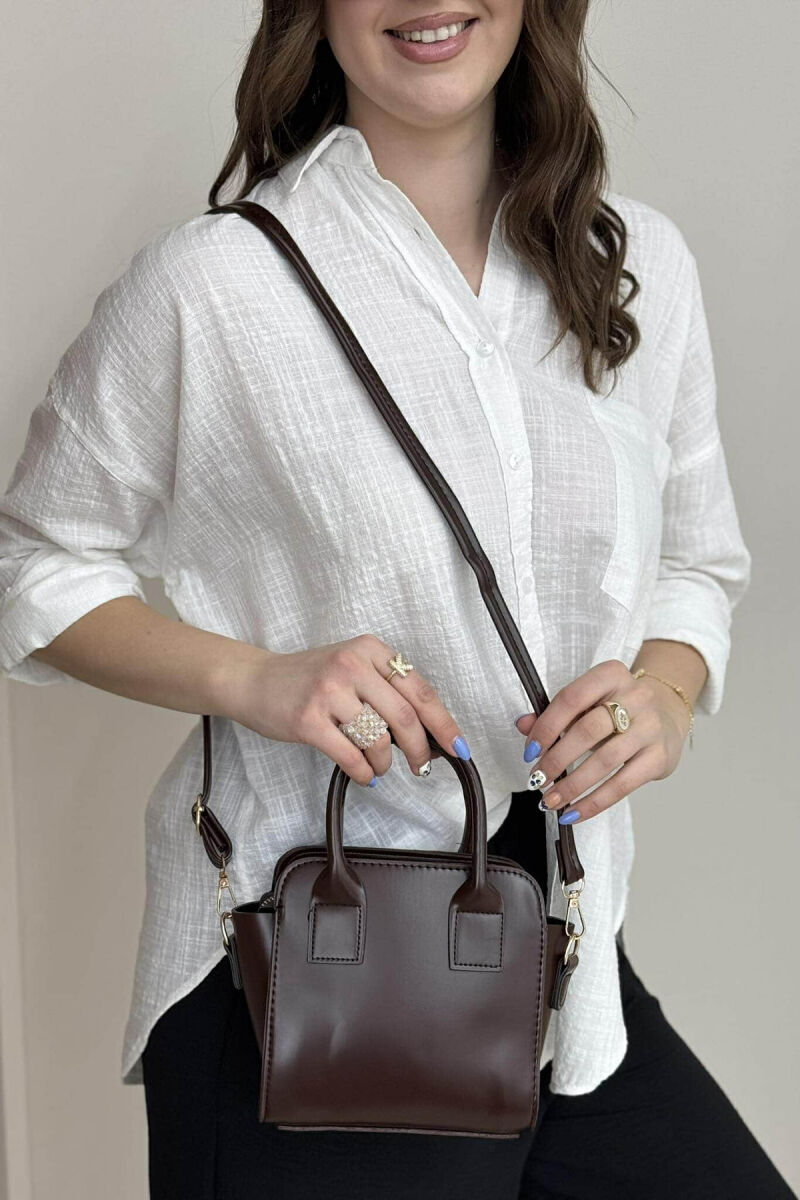 ONE COLOR SMALL ZIPPER WOMEN BAG DARK BROWN/KAE - 3