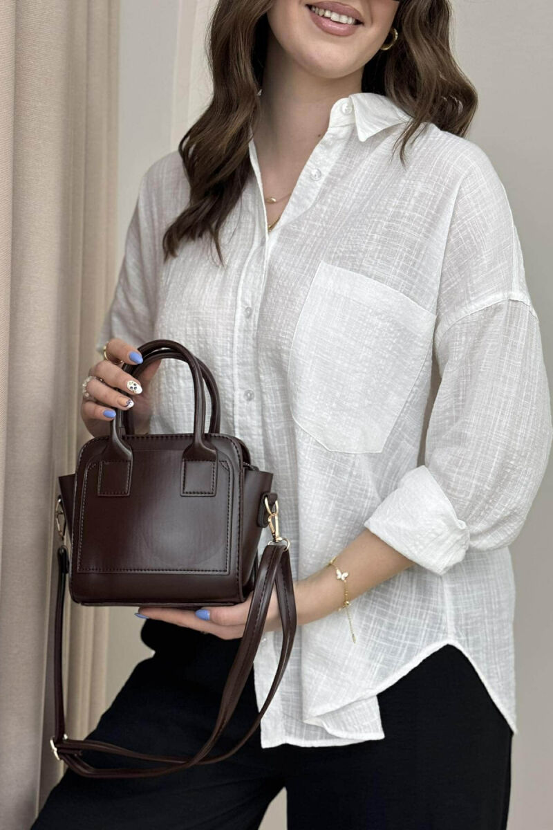 ONE COLOR SMALL ZIPPER WOMEN BAG DARK BROWN/KAE - 4