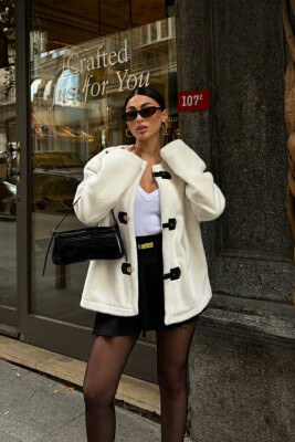 ONE COLOR SOFT FUR WOMEN JACKET WHITE-E BARDHE 