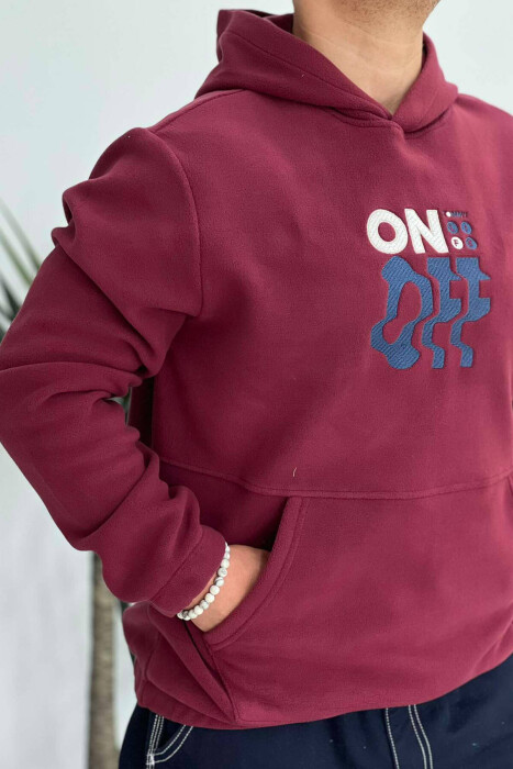 ONE COLOR SOFT MEN HOODIE BURGUNDY/VISHNJE 