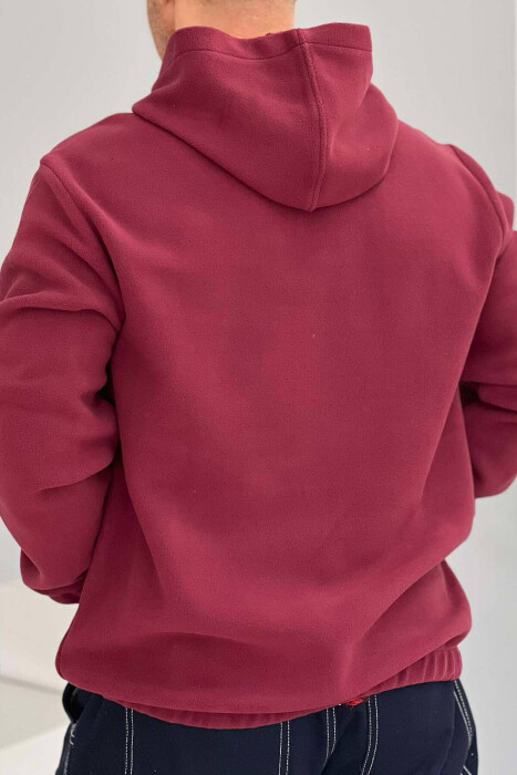 ONE COLOR SOFT MEN HOODIE BURGUNDY/VISHNJE - 4