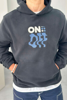 ONE COLOR SOFT MEN HOODIE DARK BLUE/BEE 