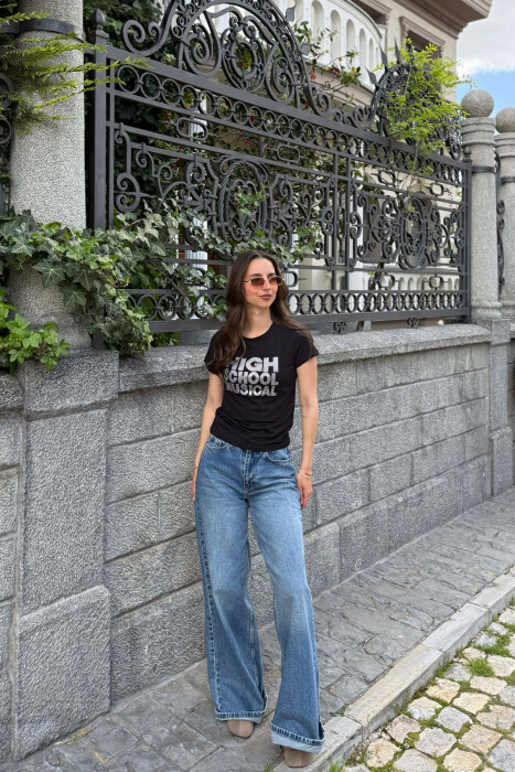 ONE COLOR SPARKLING WRITTINGS WOMAN T-SHIRT BLACK/ E ZEZE - 4