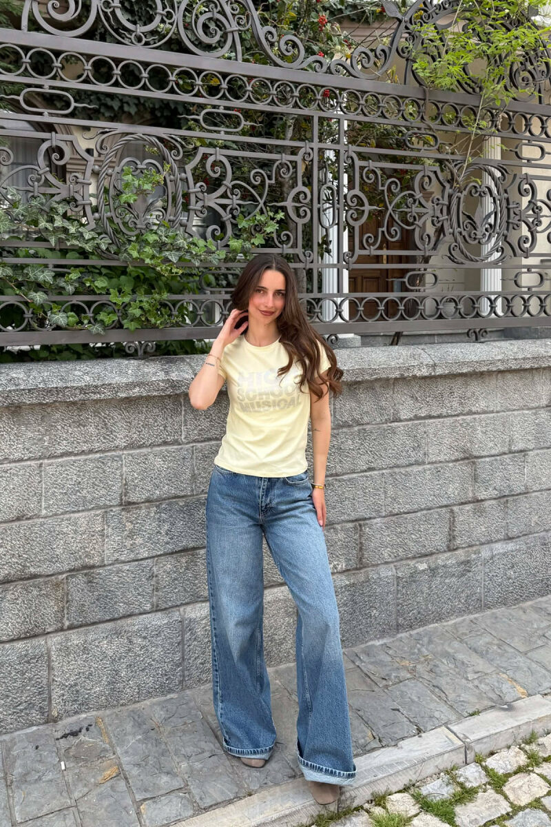 ONE COLOR SPARKLING WRITTINGS WOMAN T-SHIRT YELLOW/E VERDHE - 4