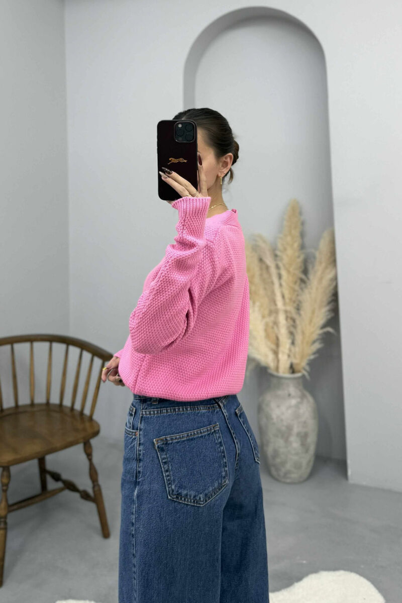 ONE COLOR STARFISH BUTTONS WOMEN CARDIGAN PINK/ROZE - 2