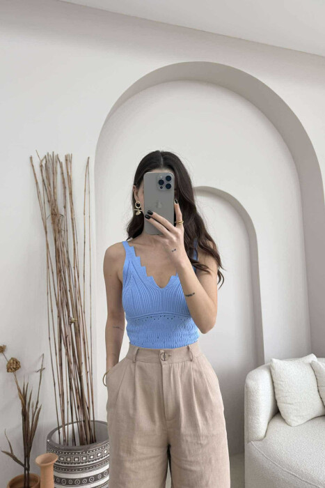 ONE COLOR STRAPS WOMEN TANK TOP BABY BLUE/BLU BY 