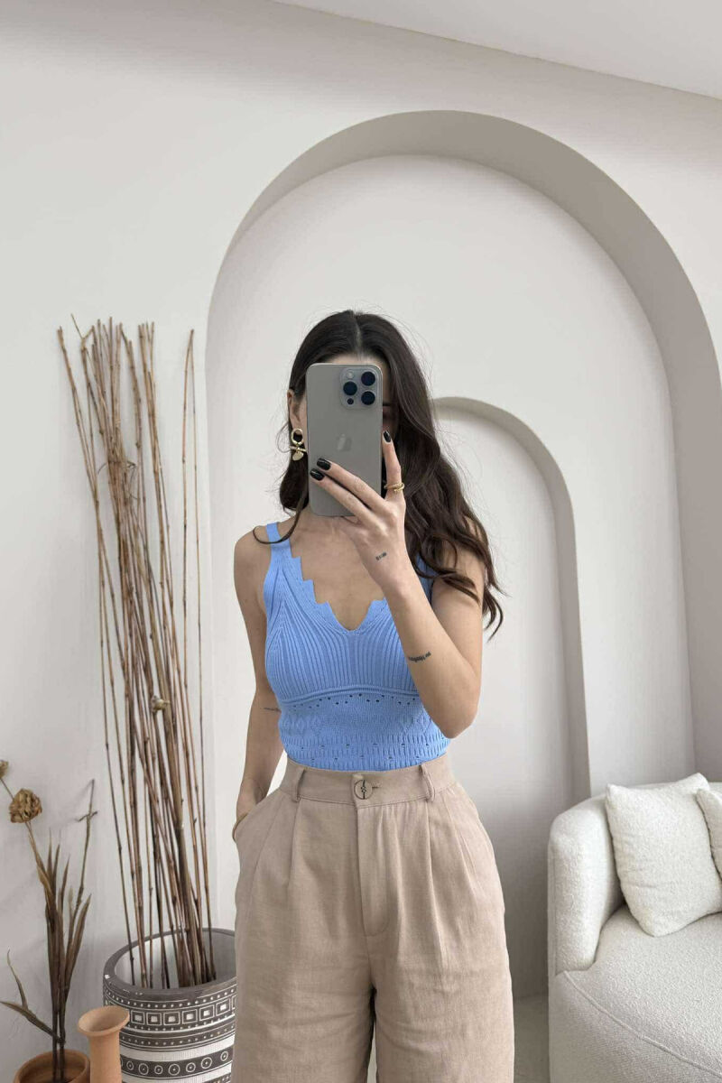ONE COLOR STRAPS WOMEN TANK TOP BABY BLUE/BLU BY - 2
