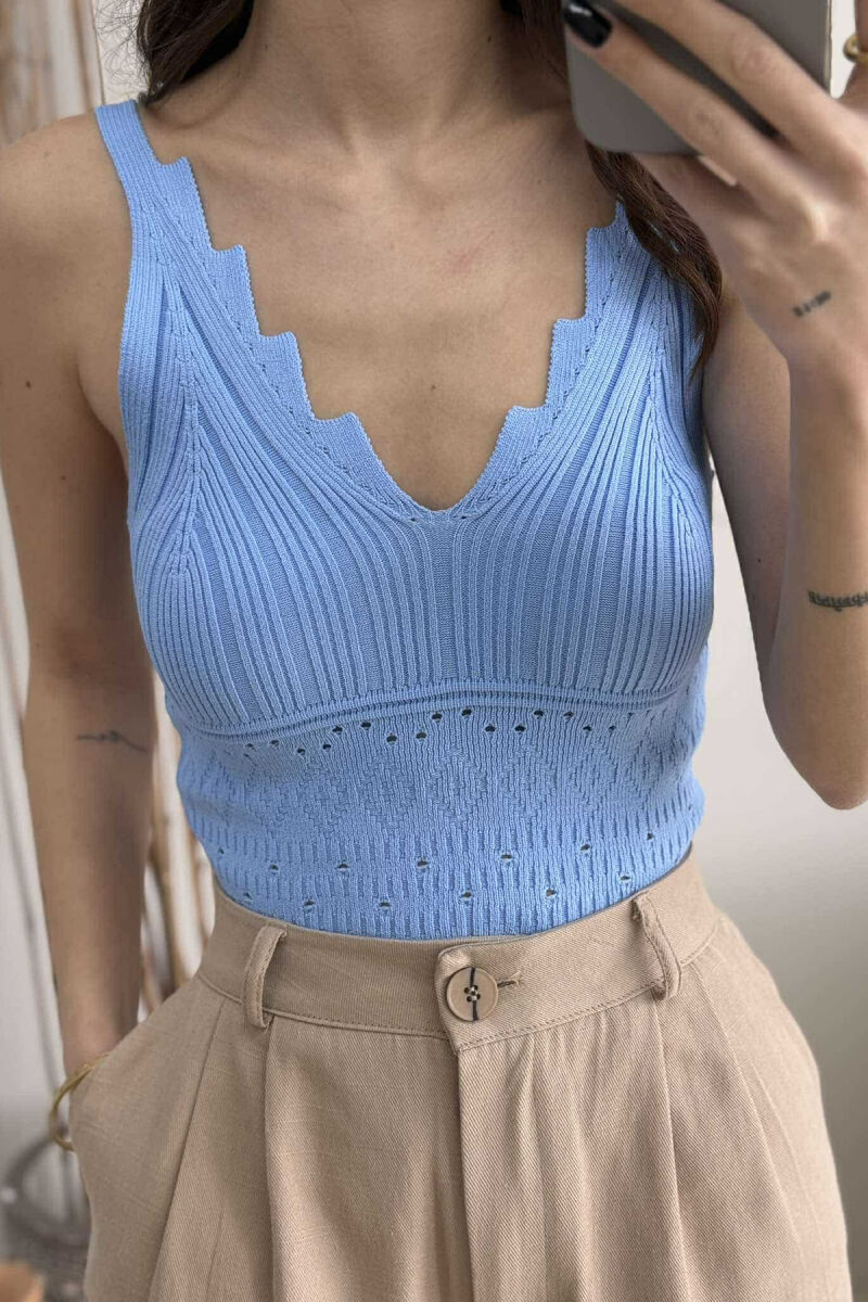 ONE COLOR STRAPS WOMEN TANK TOP BABY BLUE/BLU BY - 4
