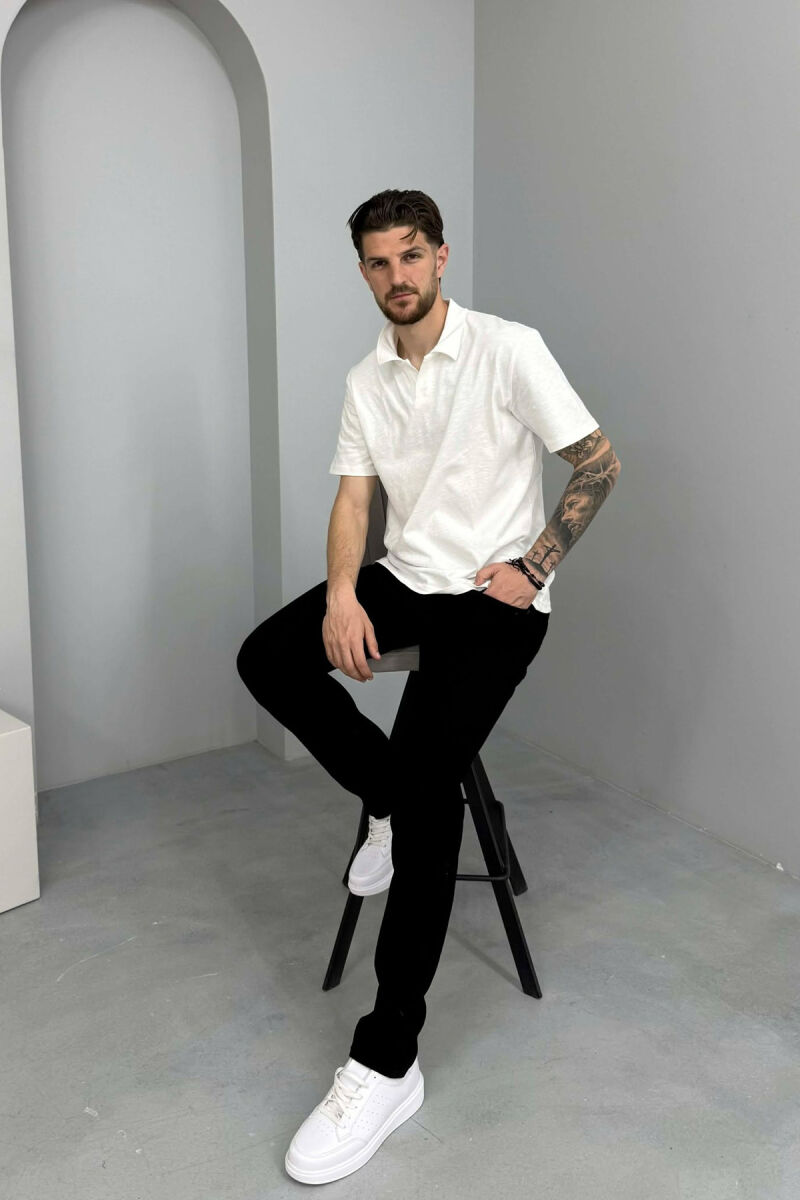 ONE COLOR STRETCHY MEN JEANS BLACK/ E ZEZE - 3