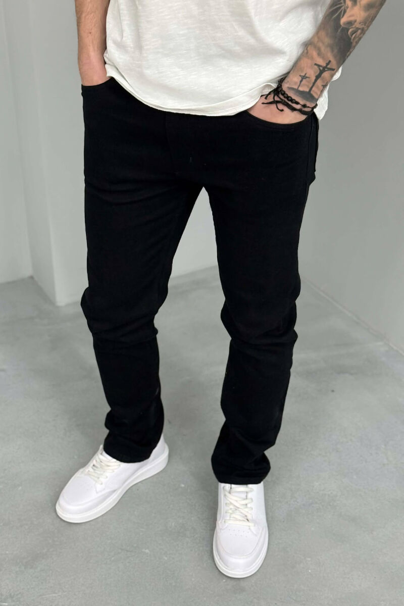 ONE COLOR STRETCHY MEN JEANS BLACK/ E ZEZE - 4