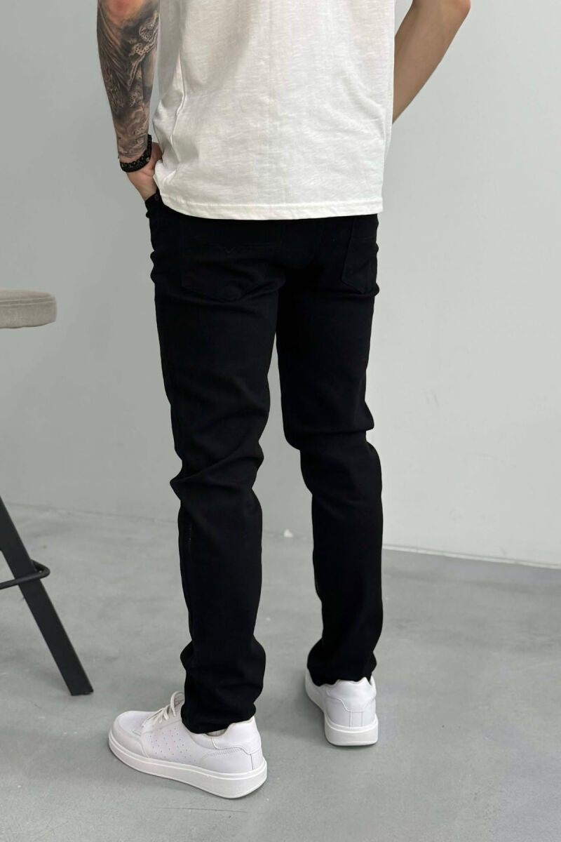 ONE COLOR STRETCHY MEN JEANS BLACK/ E ZEZE - 5