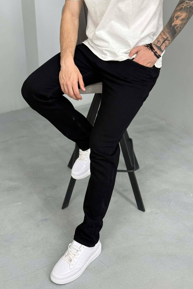 ONE COLOR STRETCHY MEN JEANS BLACK/ E ZEZE - 6