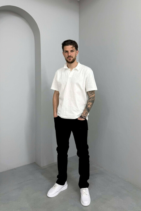 ONE COLOR STRETCHY MEN JEANS BLACK/ E ZEZE - KLAUDIO FASHION