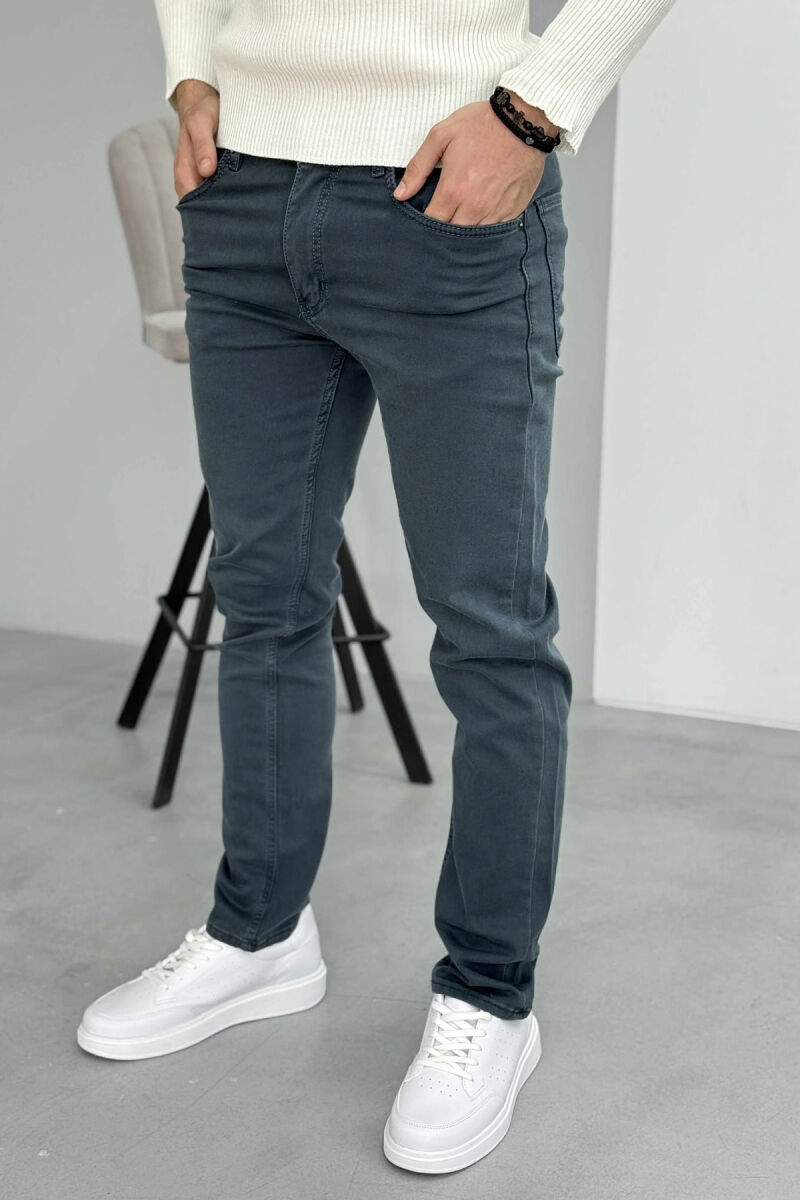 ONE COLOR STRETCHY MEN JEANS BLUE STONE/GK - 4