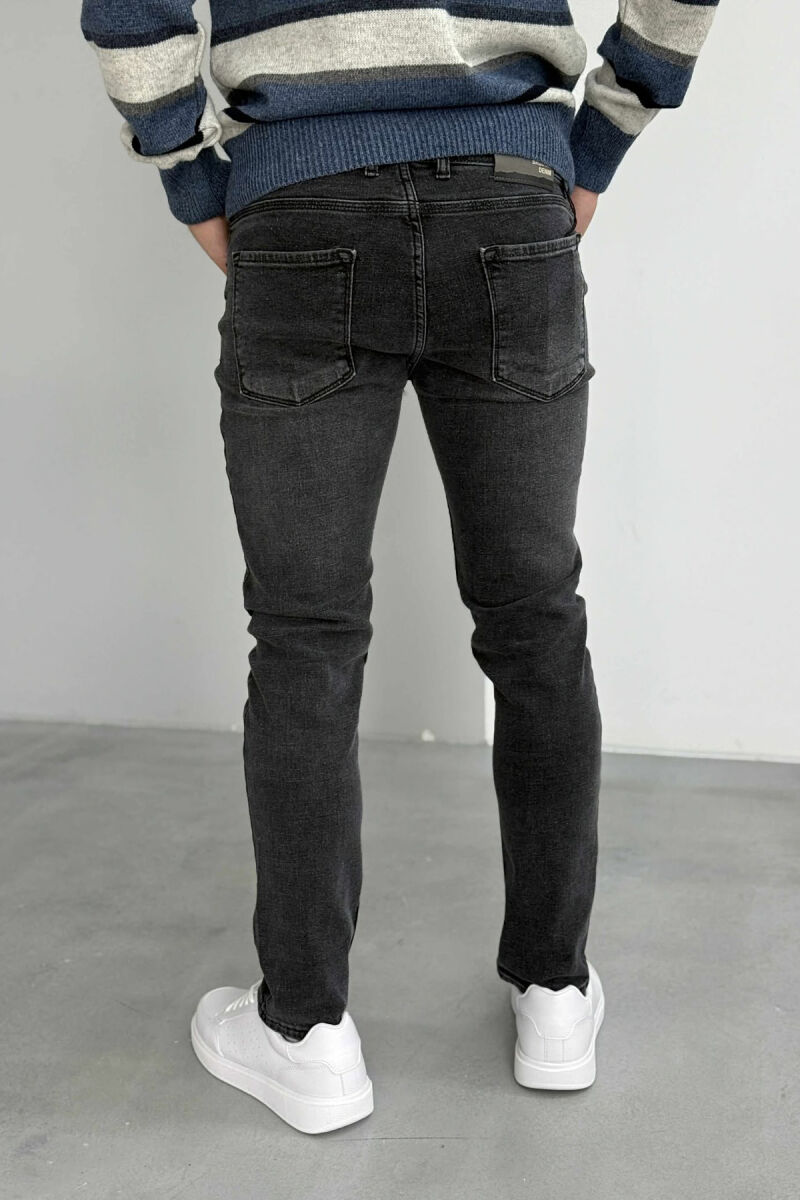 ONE COLOR STRETCHY MEN JEANS DARK GREY/GEE - 3