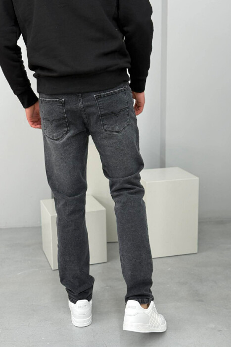 ONE COLOR STRETCHY MEN JEANS DARK GREY/GEE - 4