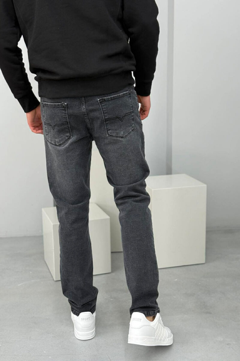 ONE COLOR STRETCHY MEN JEANS DARK GREY/GEE - 4