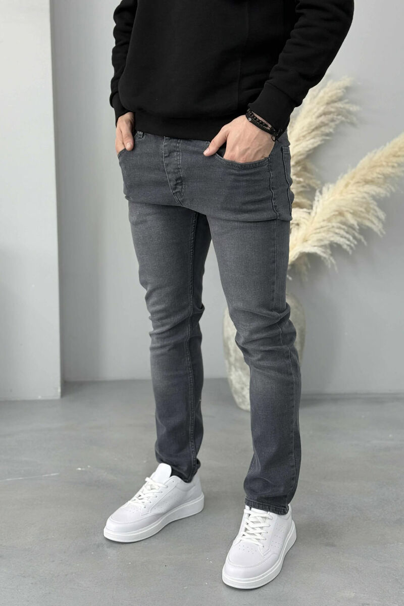 ONE COLOR STRETCHY MEN JEANS GREY/GRI - 3