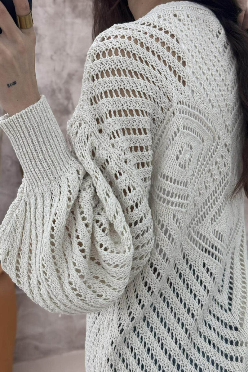 ONE COLOR STRIPE WOMAN CARDIGAN CREAM/KREM - 4