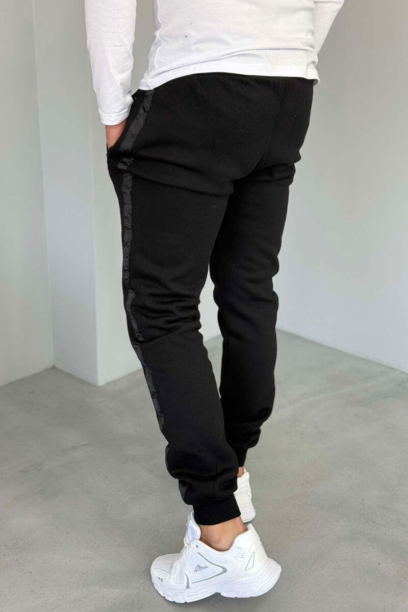 ONE COLOR STRIPED MEN SWEATPANTS BLACK/ E ZEZE - 3