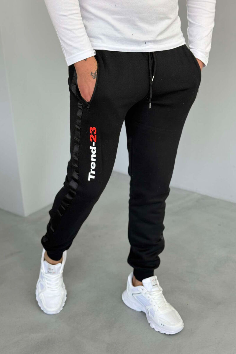 ONE COLOR STRIPED MEN SWEATPANTS BLACK/ E ZEZE - 4