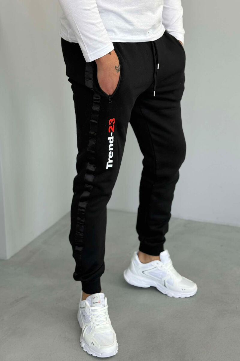 ONE COLOR STRIPED MEN SWEATPANTS BLACK/ E ZEZE - 5