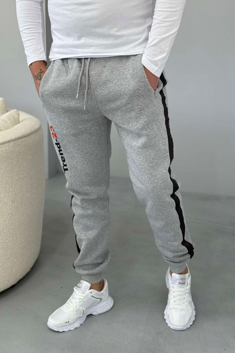 ONE COLOR STRIPED MEN SWEATPANTS GREY/GRI - 1