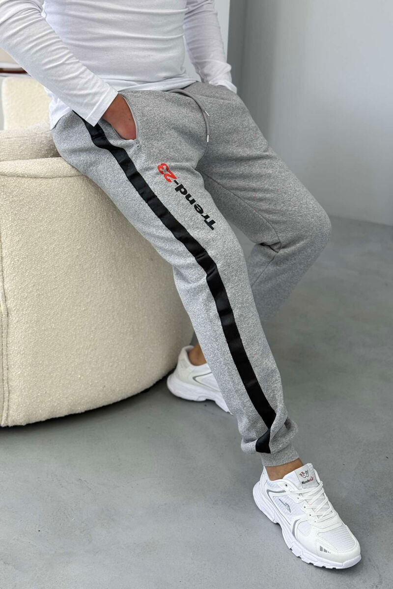 ONE COLOR STRIPED MEN SWEATPANTS GREY/GRI - 3